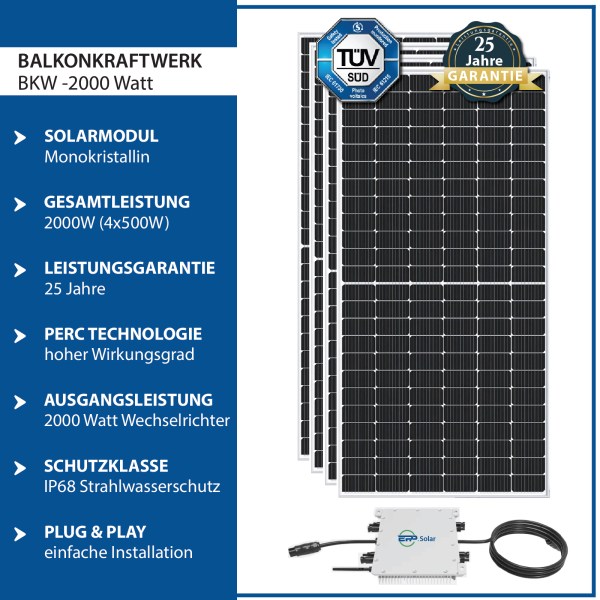 Solar PV-Balkonkraftwerke Komplett-Set - Solar-Balkonanlage