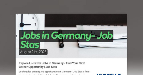 Jobs in Germany- Job Stas | Smore Newsletters