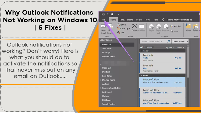 Outlook Notifications Not Working on Windows 10 - Top 6 Fixes
