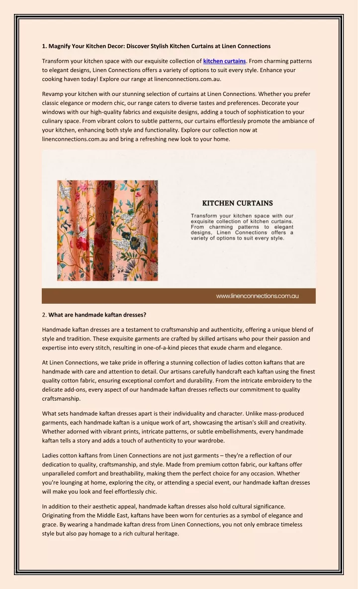 PPT - Discover Stylish Kitchen Curtains at Linen Connections PowerPoint Presentation - ID:13169398