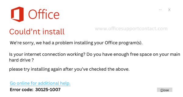 Error code 30125-1007(12007) in Microsoft Office 365/2019/2021