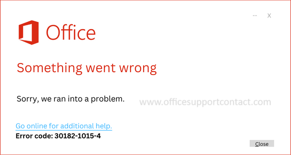Office Error code 30182-1011 and error 30182-1015 when..