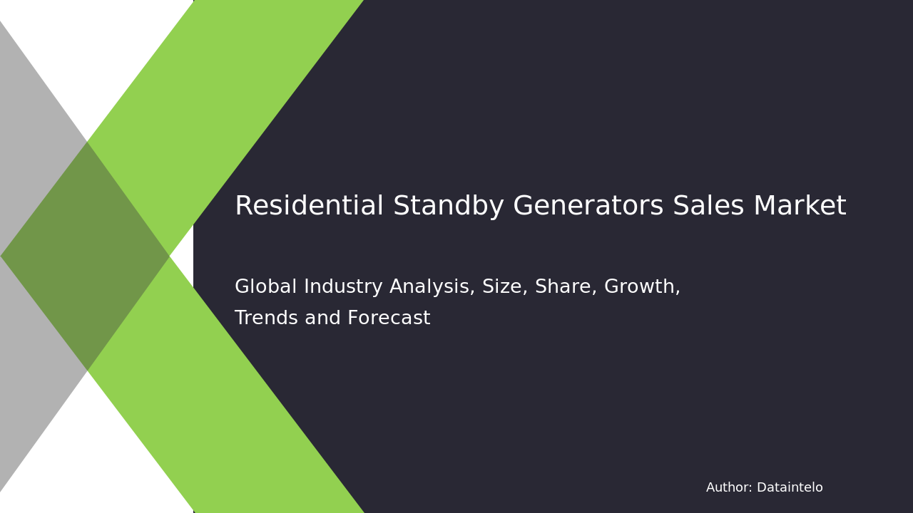 Residential Standby Generators Sales Market Report | Global Forecast From 2025 To 2033
