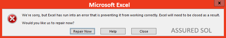 Solutions to fix Error message "Excel has run into an error"