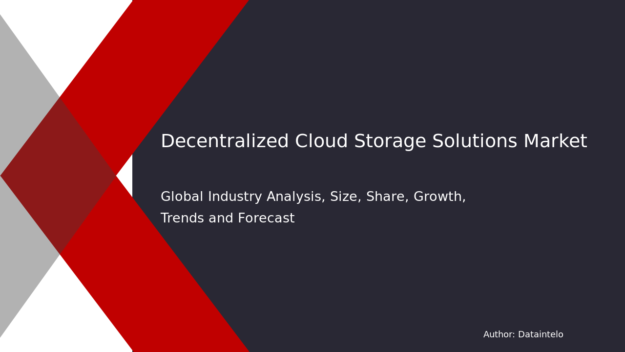 Decentralized Cloud Storage Solutions Market Report | Global Forecast From 2025 To 2033
