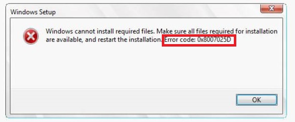 Solution for the Install Error code 0x8007025d in Windows 10/11