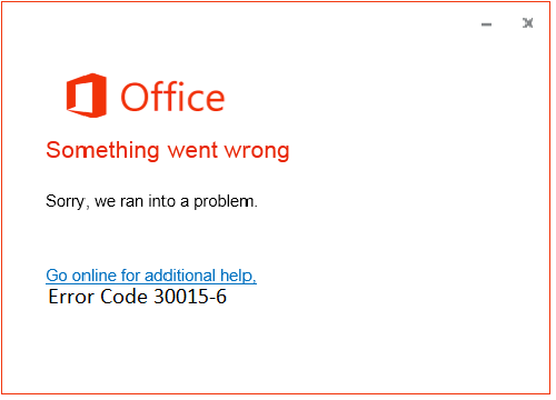Error code 30015-6 Office 365 -Live Assist Support