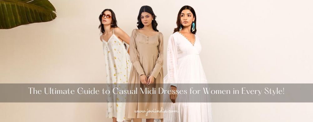 Casual Midi Dress for Women by JOVI India – Trendy and Comfortable