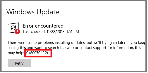 Fix Update Error Code 0x80070422 in Windows 10/11