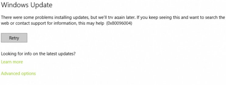 Solutions to fix Windows Update Error code 0x80096004