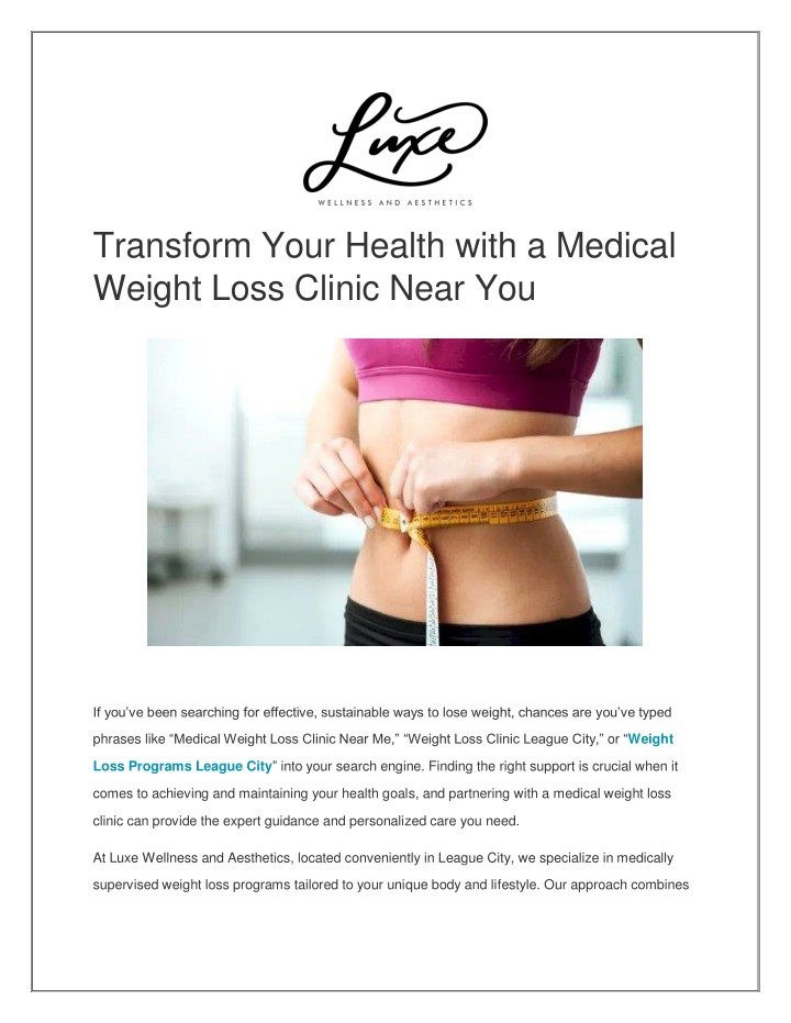PPT - Transform Your Health with a Medical Weight Loss Clinic Near You PowerPoint Presentation - ID:14465337