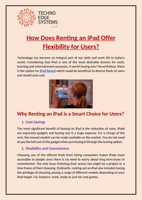 How Does Renting an iPad Offer Flexibility for Users? | PDF