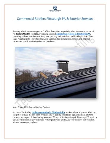 Commercial Roofers Pittsburgh PA ..PDF
