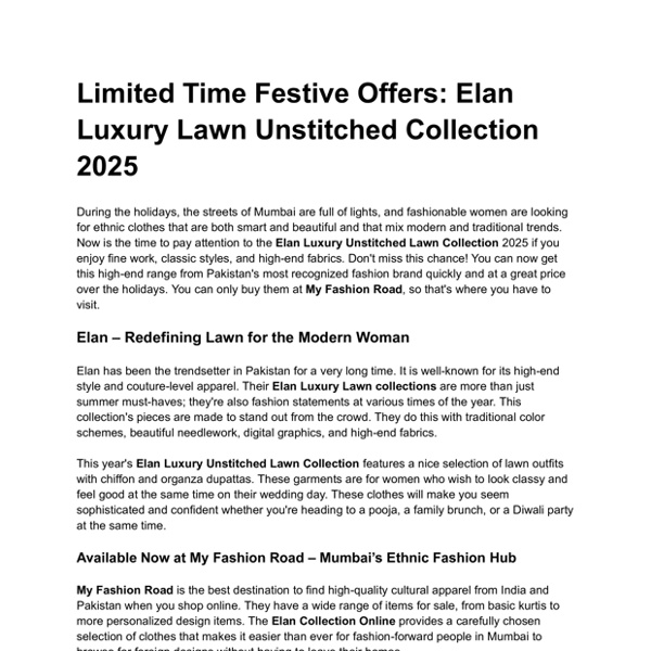 Limited Time Festive Offers: Elan Luxury Lawn Unstitched Collection 2025