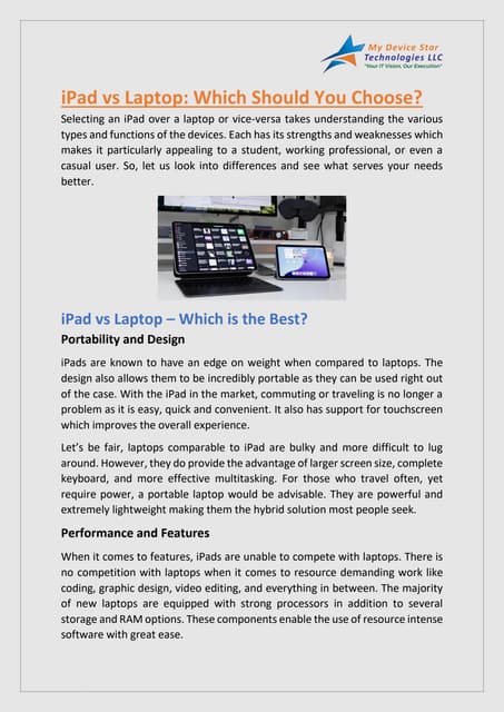 iPad vs Laptop: Which Should You Choose? | PDF