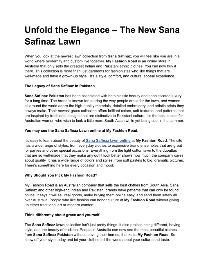 Unfold the Elegance – The New Sana Safinaz Lawn