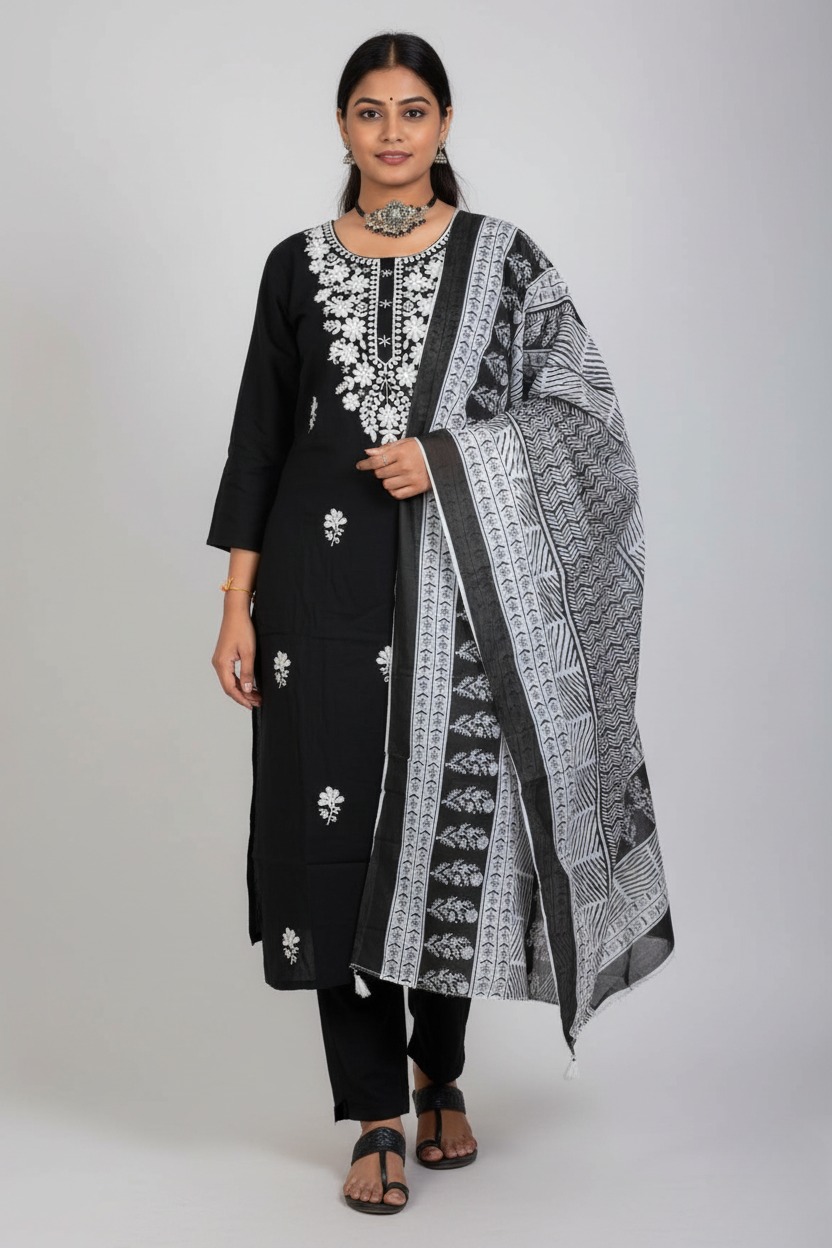 Buy Cotton Rayon Kurta Set with Dupatta - K & P Fashion