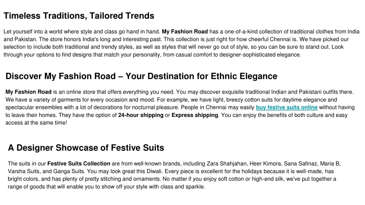 Timeless Traditions, Tailored Trends PowerPoint Presentation