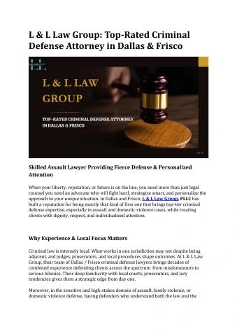 L & L Law Group: Your Defense Against Criminal Charges in Dallas & Frisco