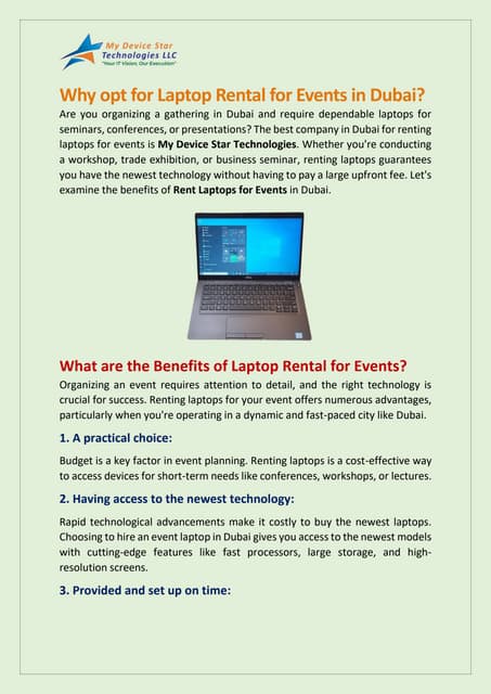 Why opt for Laptop Rental for Events in Dubai? | PDF
