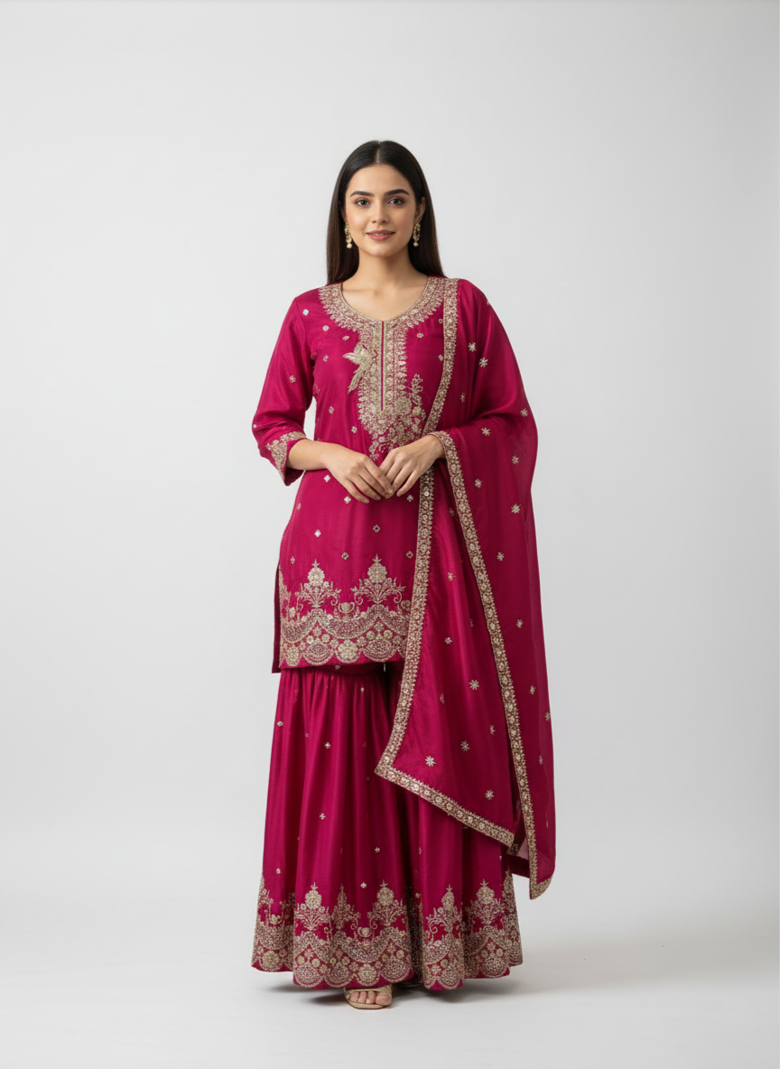 Buy Festive Kurta Sharara Dupatta Set Ethnic | K & P Fashion