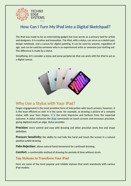 How Can I Turn My iPad into a Digital Sketchpad | PDF