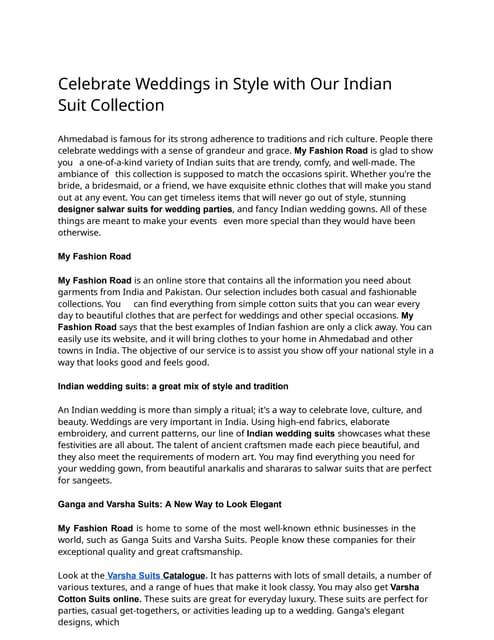 Celebrate Weddings in Style with Our Indian Suit Collection