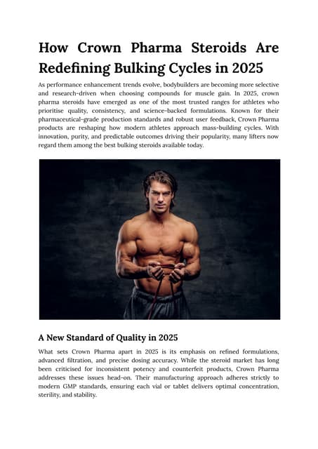 How Crown Pharma Steroids Are Redefining Bulking Cycles in 2025 | PDF