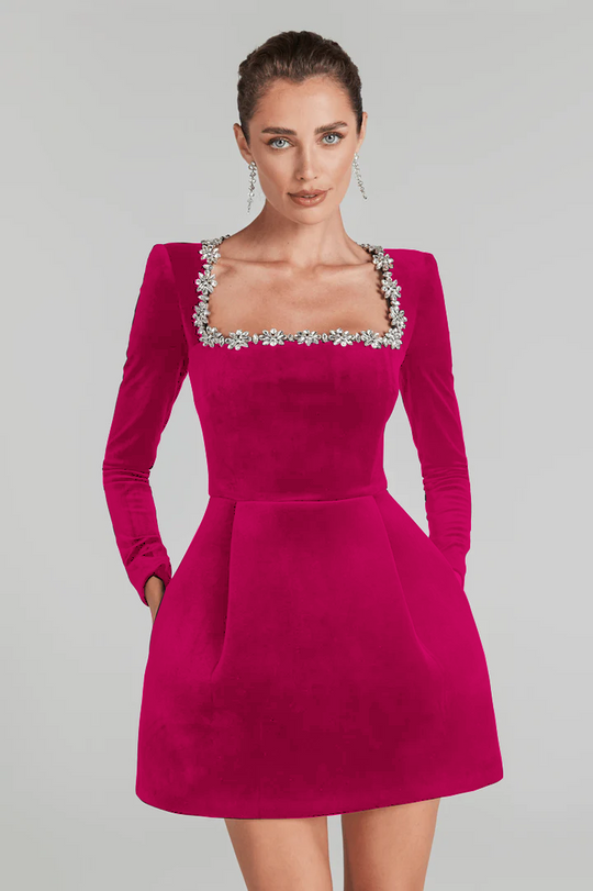 Buy Stylish Velvet Pink Dress - K & P Fashion