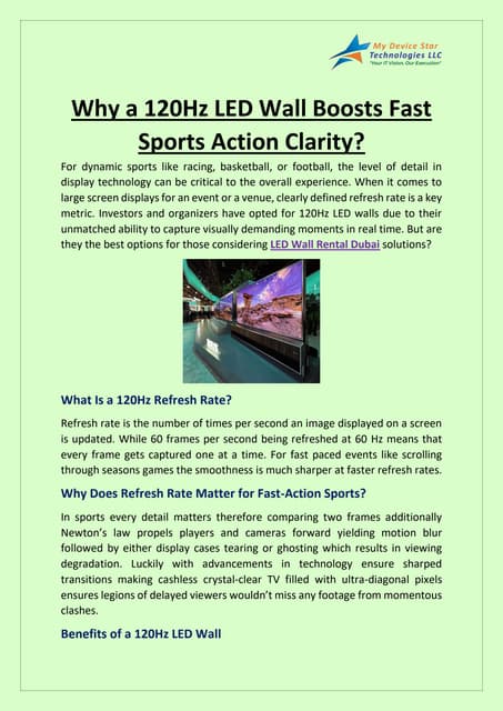 Why a 120Hz LED Wall Boosts Fast Sports Action Clarity? | PDF