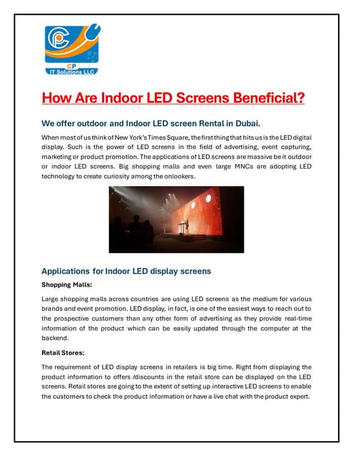 How Are Indoor LED Screens Rental Beneficial? | PDF